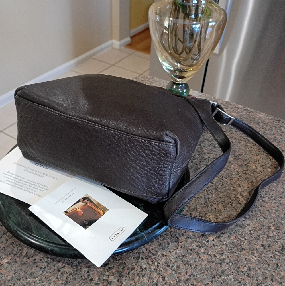 Coach Hudso Brown Pebble Leather Bucket  Shoulder Or Cross body Bag - Picture 12 of 17